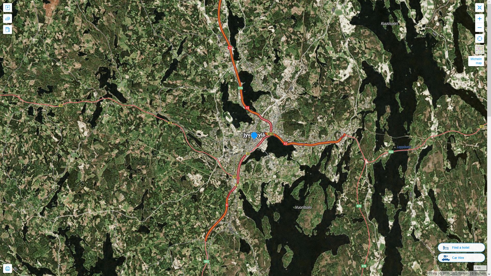 Jyvaskyla Highway and Road Map with Satellite View